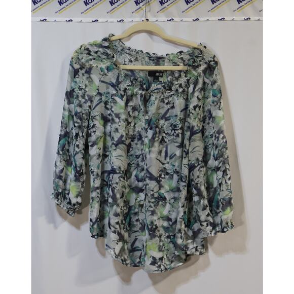 a.n.a Multicolored Floral Sheer Tunic Pullover Size L - Picture 1 of 4
